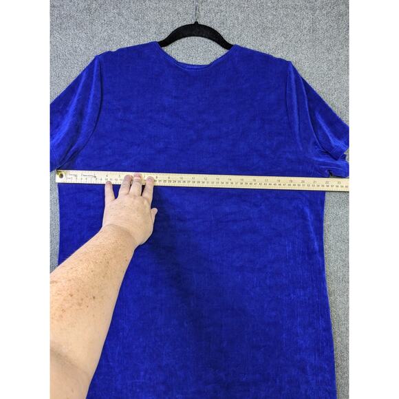 Citiknits Maxi Dress Womens XL Stretchy Pullover Minimal Slinky Full Long Cobalt - Picture 13 of 16